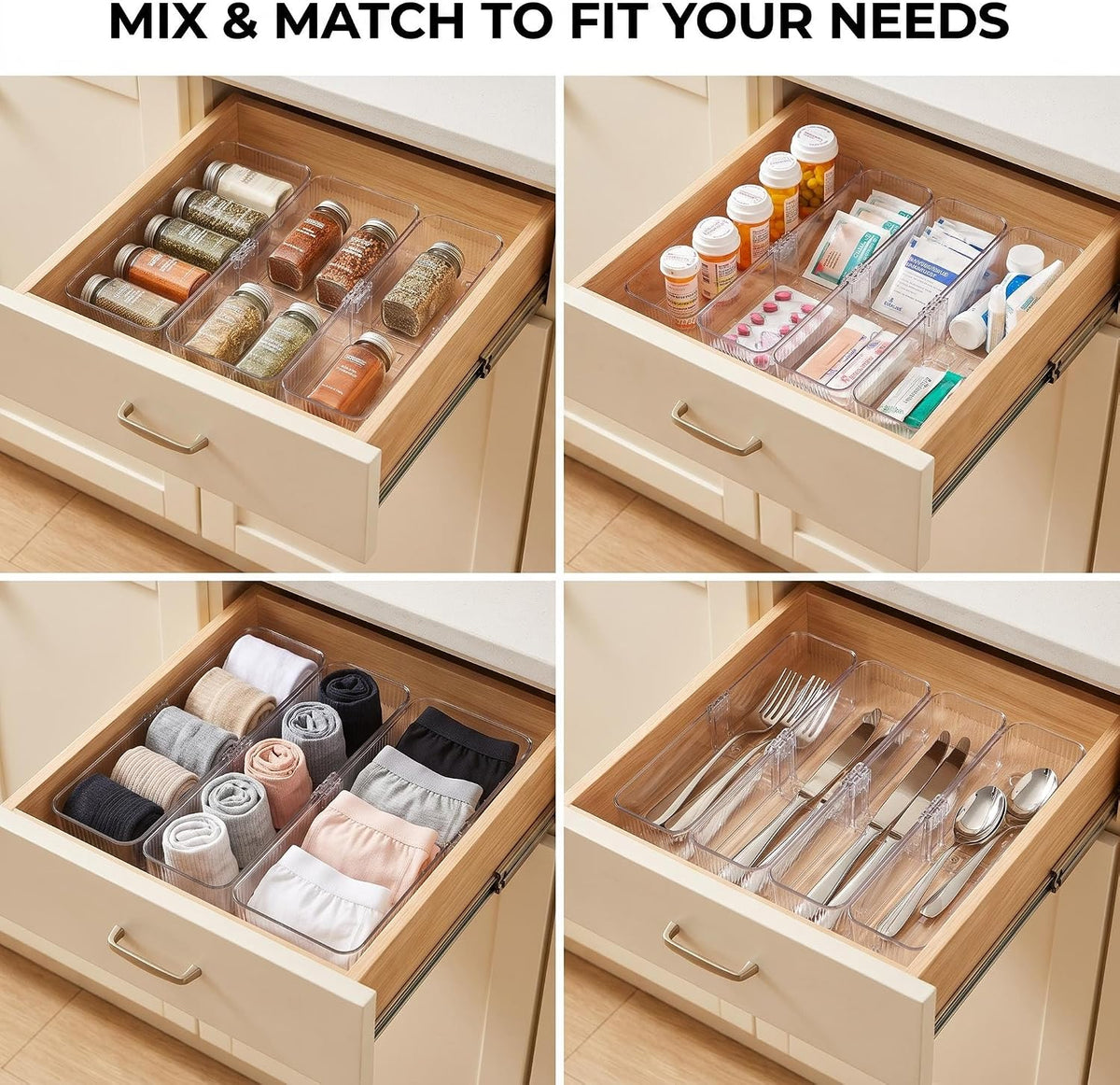 Kitchen plastic drawer organizer