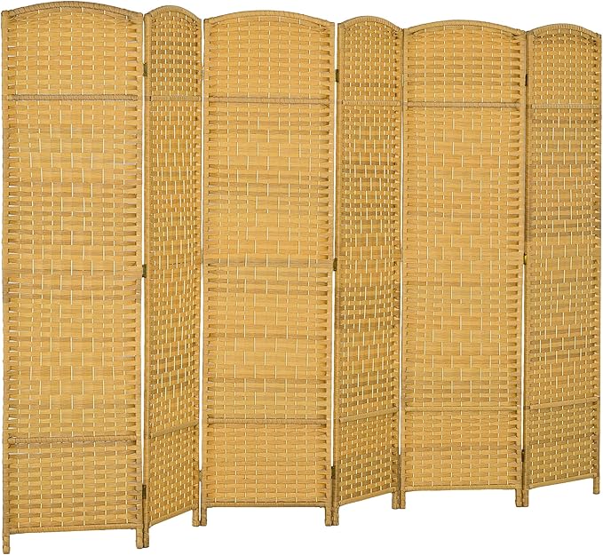 HOMCOM 6 Panel Room Divider, Hand-Woven Freestanding Wall Partition by HOMCOM