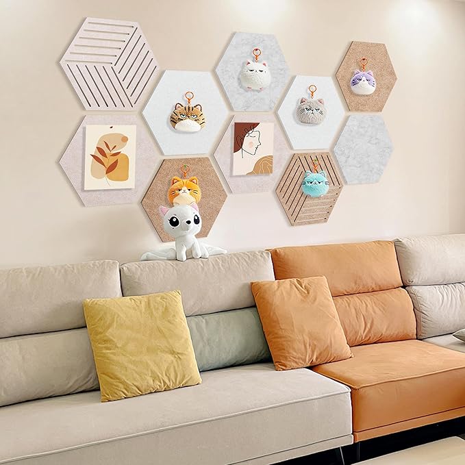 15'' Large Hexagon Cork-Bulletin Board Tiles Adhesive Frameless 10 Pack 15 x 13 - Image 8