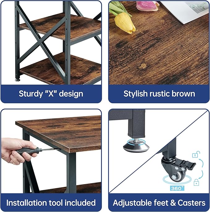 Fannova 23.6 x 23.6 Inches Large Printer Stand, 3 Tier Square Printer Table - Image 7