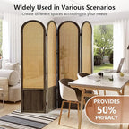 Asnefeli 4 Panel Room Divider Wall, Folding Privacy Screen, Foldable Wood - Image 2