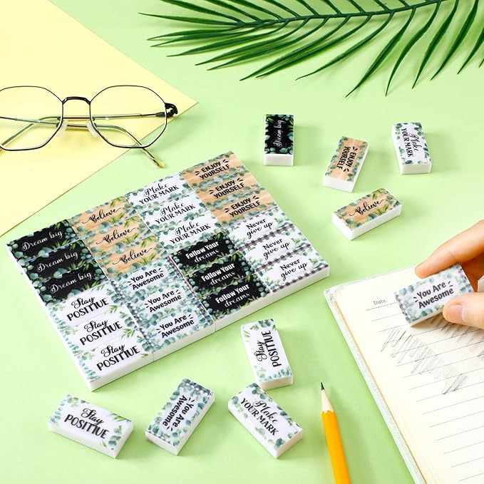Dunzoom 100 Pcs Inspirational Pencil Erasers Bulk - Image 5
