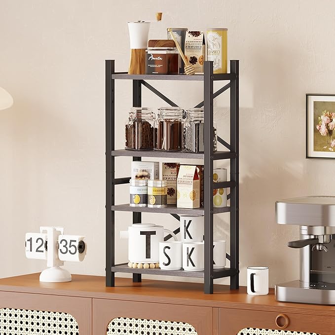 Homeiju Desktop Bookshelf, 4-Tier Stackable Narrow Desk Bookcase, Adjustable - Image 8