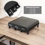 mind reader monitor stand, 3 storage drawers, desktop, close-up detail