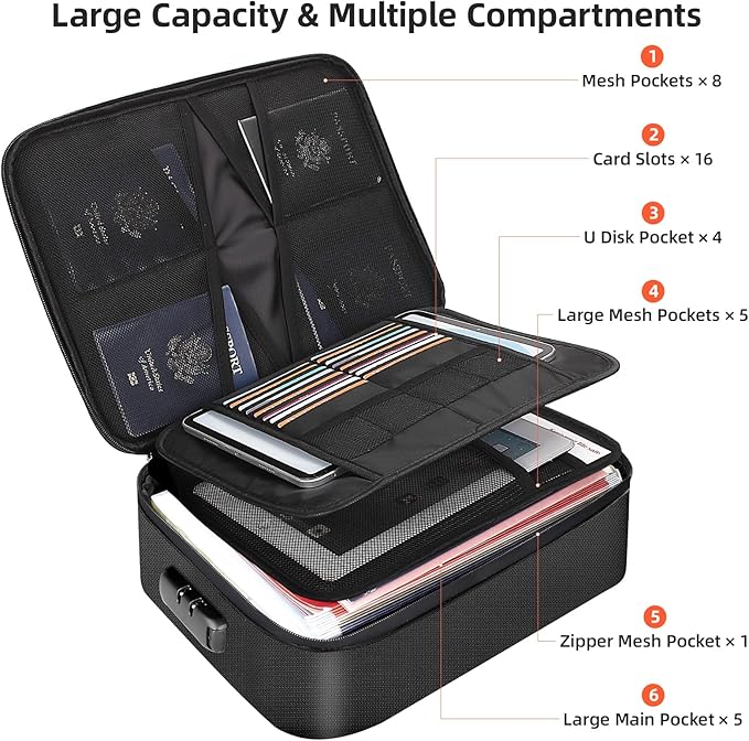 Fireproof Document Box for file organizer, Fireproof Bag for Important Document - Image 6