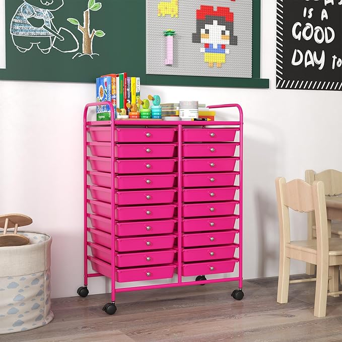 Happygrill 20-Drawer Organizer Cart Tools, Mobile Utility Storage Cart - Image 3