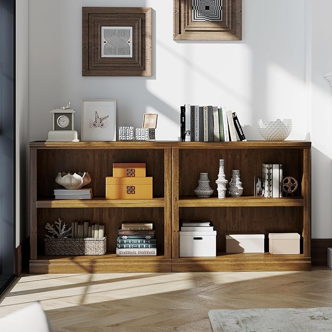 Bevfint Bookcase, 2 Tiers S Bookshelf Open Storage Organization, Floor Standing - Image 3