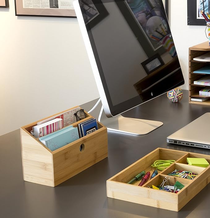Lipper International 808 Bamboo Wood 2-Slot Office Supply Desk Organizer - Image 7