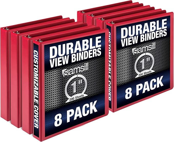 Samsill Durable 1 Inch Binder, Made in The USA, Round Ring Customizable Clear by Samsill
