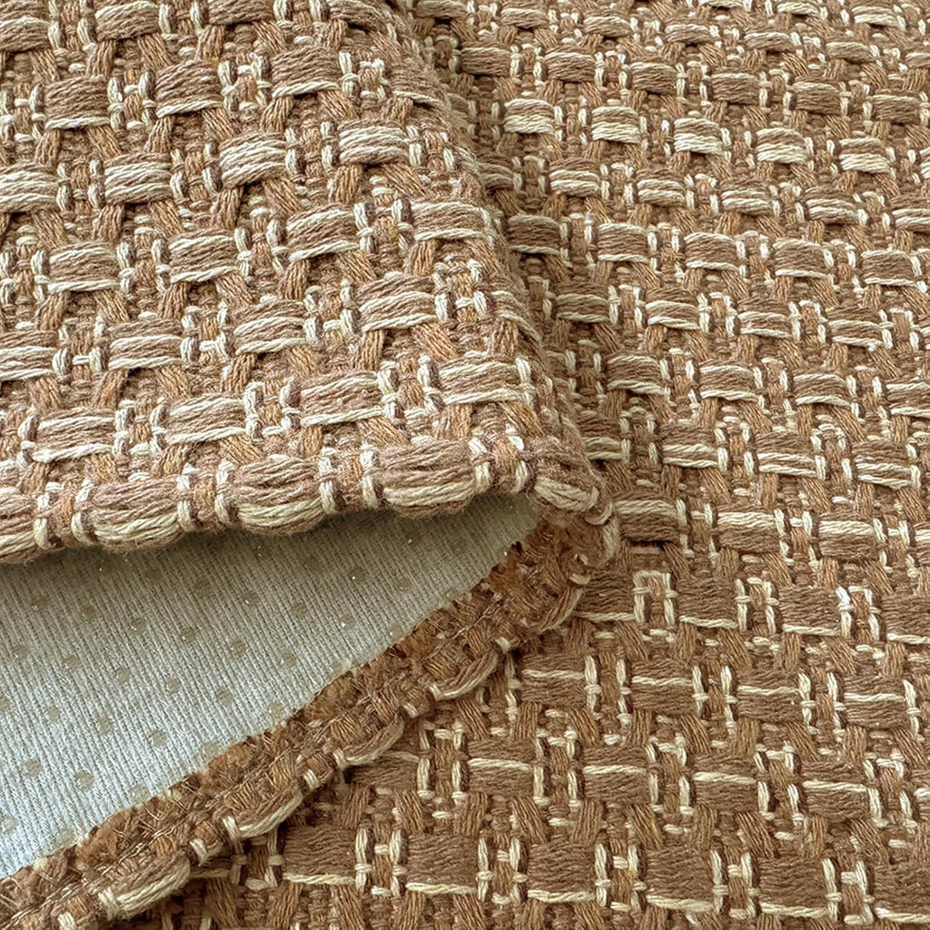 tan brown faux jute runner rug 2x6 ft,braided, side view