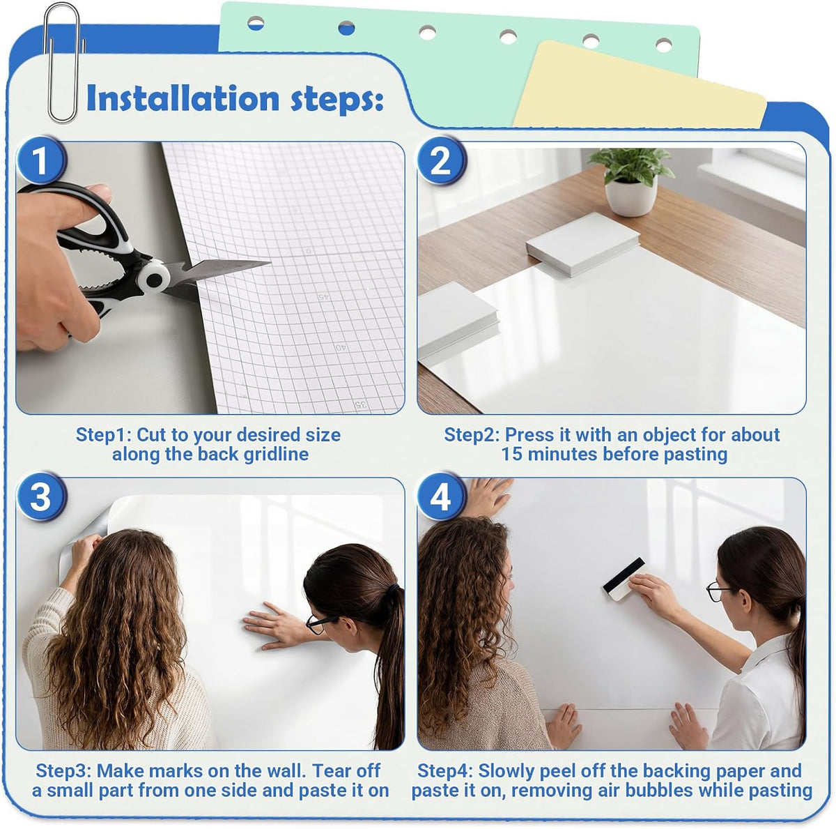 AFMAT Whiteboard for Wall, 8 x 4 ft White Board Sticker, 96 x 48 inches Dry E...