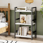 Homeiju Bookshelf, 3 Tier Industrial Bookcase, Metal Small Bookcase, Rustic - Image 4