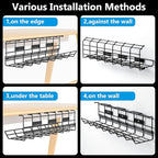 2 Pack DELAMU Under Desk Cable Management Tray, Metal Cord Cable Organizer - Image 6
