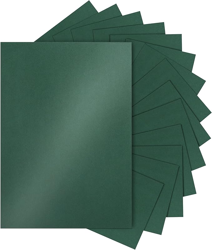 Silunkia 28 Sheets Christmas Green Shimmer Cardstock 8.5 x 11 Craft Paper by Silunkia