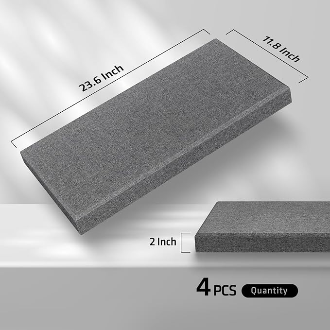 UMIACOUSTICS 4 PCS Acoustic Panels, 2“ Thick 23.6" x 11.8" Fiberglass Sound - Image 2