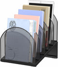 OUTIOE 5-Section Desk File Organizer, Metal Mesh Folder Organizer by OUTIOE
