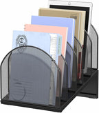 OUTIOE 5-Section Desk File Organizer, Metal Mesh Folder Organizer by OUTIOE
