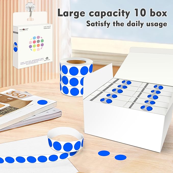 PARLAIM 3/4 Inch Round Permanent Adhesive Color-Code Dot Stickers, 10000 - Image 7