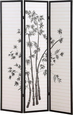 Roundhill Furniture 3-Panel Oriental Shoji Room Divider Screen - Image 4