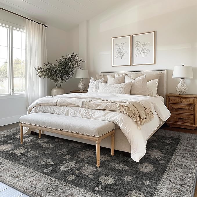 GENIMO 5x7 Area Rugs for Living Room, Machine Washable Non Slip Vintage Retro - Image 3