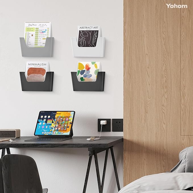 YOHOM No Drilling File Holder Wall Mails Magazines Organizer Adhesive Door Mount - Image 4