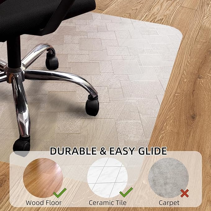Chair Mat for Hardwood Floor, 45x53 inches Floor Mat Protector for Office Chair - Image 4