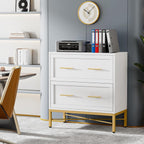 tribesigns modern white 2 drawer file cabinet, lateral, side view