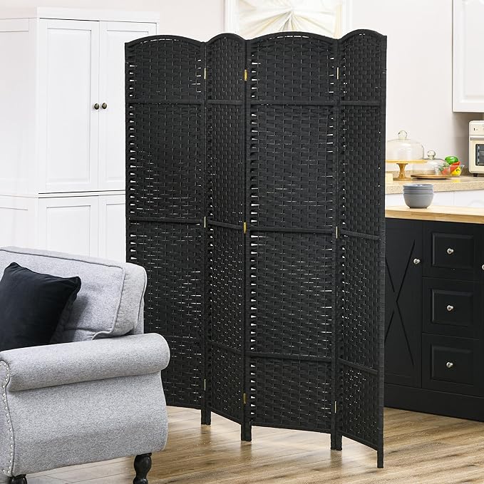 HOMCOM Room Divider, 4 Panel Folding Privacy Screen, 5.6' Tall Freestanding - Image 6