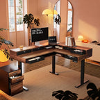 HUANUO 65.5" × 57.6" Electric L Shaped Standing Desk by HUANUO