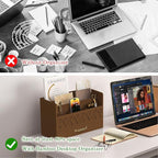 WISUCART Bamboo Mail Organizer Countertop Wood Desk Organizer Drawer Tabletop - Image 5