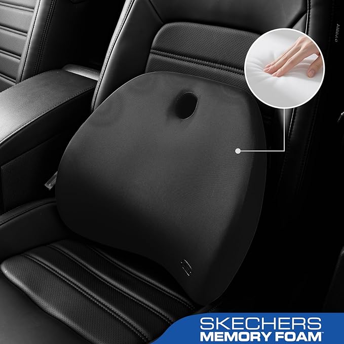 Skechers Lumbar Support Pillow for Office Chair, Memory Foam Lumbar Pillow - Image 2