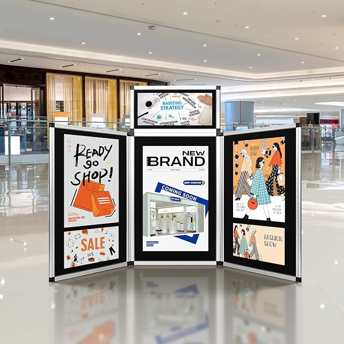 Nisorpa 3+1 Panel Folding Trade Show Presentation Board 70.8“ x 35.4” Trifold - Image 3