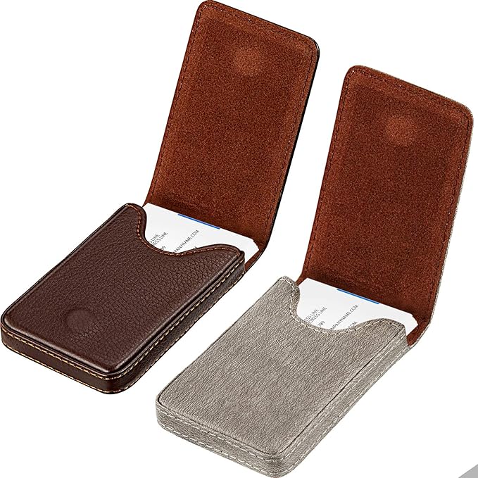 Outus 2 Pieces Business Card Holder, PU Leather Business Card Case Pocket Wallet by Outus