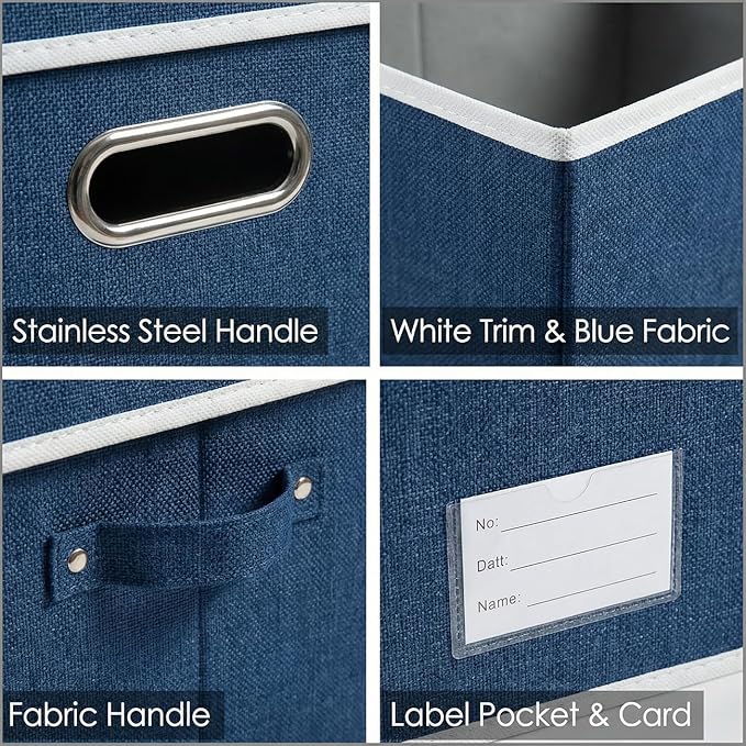 PRANDOM Storage Bins with Lids Linen Fabric Foldable Storage Boxes Organizer - Image 6