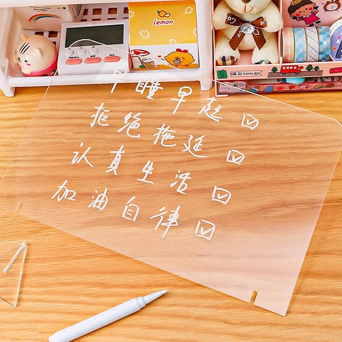 ELAYARD 5pcs Acrylic Desktop Whiteboards Clear Writing Message Boards Simple - Image 3