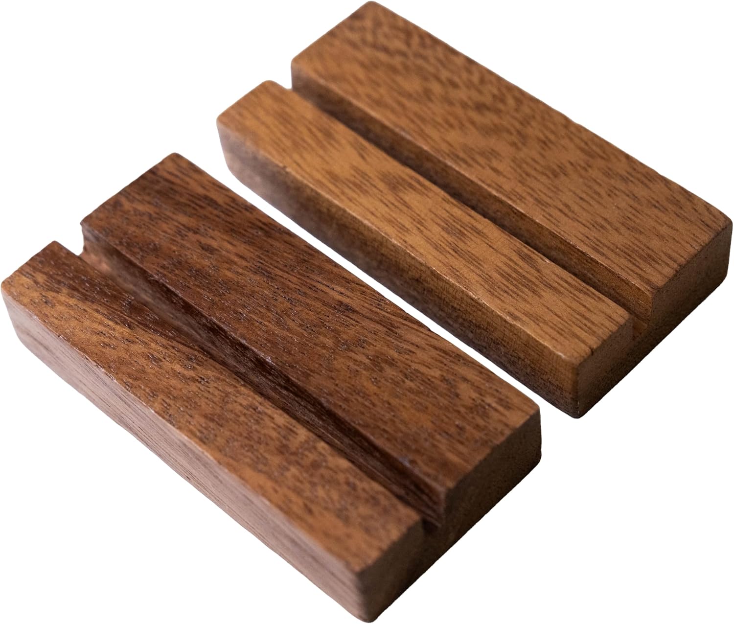 (2 Pack) Wood Calendar Stands - Desk Calendar Base - South American Walnut - Wooden Block - Monthly Desk Card Refill Holder - Office Home Gift Decor