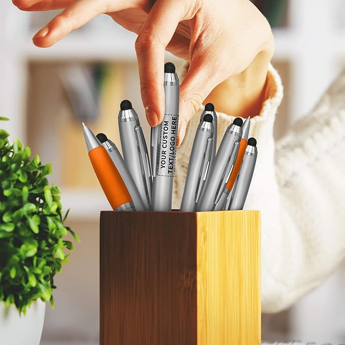 DISCOUNT PROMOS Custom Stylus Ballpoint Pens Set of 100, Personalized Bulk Pack - Image 7