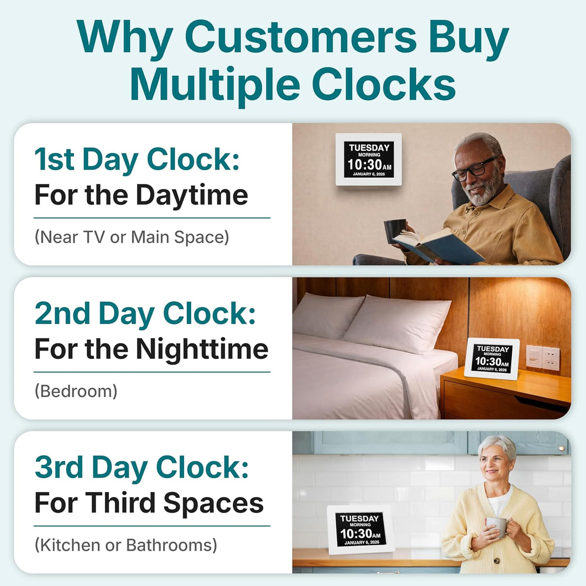 American Lifetime New 2026 Dementia Clock Large Digital Clock for Seniors, La...