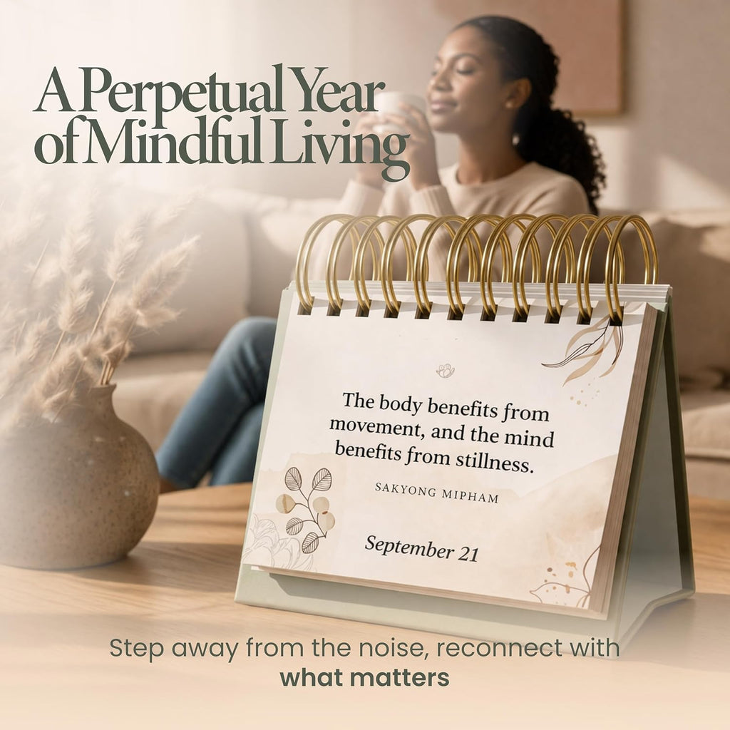 Mindfulness Perpetual Flip Calendar with 366 Daily Affirmations - Self Care Gifts for Women, Teacher Appreciation, Inspirational Office Desk Decor, Stress Relief Desk Accessory Gift for Women