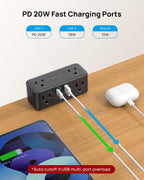 trond compact desk clamp power strip 5 ft showing dimensions
