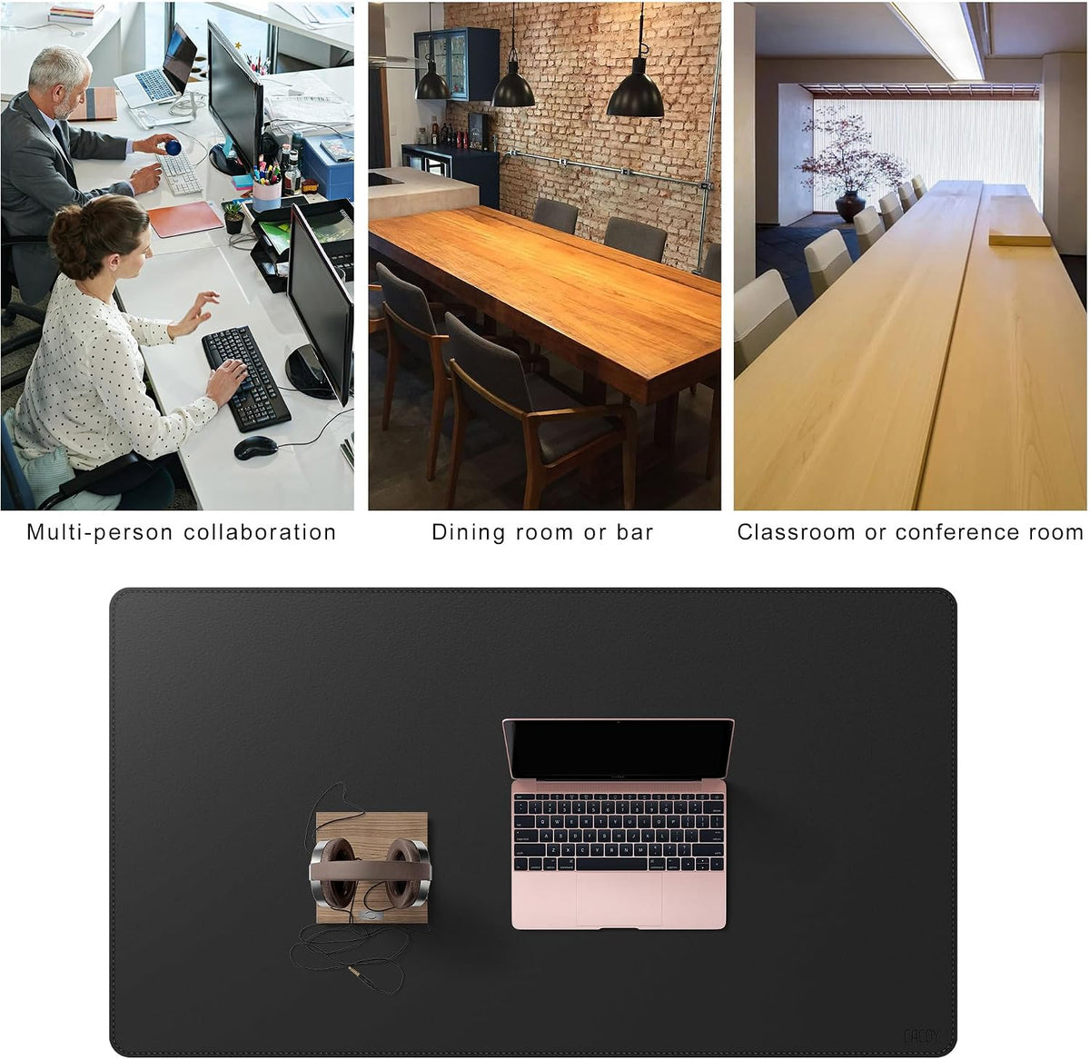 Cacoy 51.2" x 27.5" Large Leather Desk Mat, Extended Mega Size Comp...