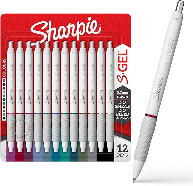 Sharpie S-Gel Pens, Fashion Barrel Gel Pens, Pearl White Body, Medium Point by Sharpie