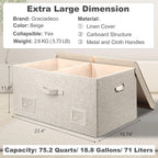 Graciadeco 75 Quart Extra Large Decorative Collapsible Storage Bins - Image 2