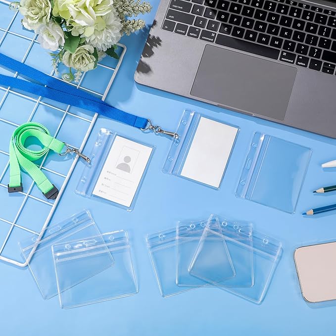 Qilery 500 Pcs Horizontal Badge Holder Clear Name Badge Holders Sealable - Image 5