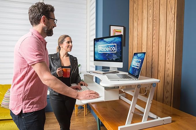 Rocelco 37.5" Height Adjustable Standing Desk Converter - Image 2