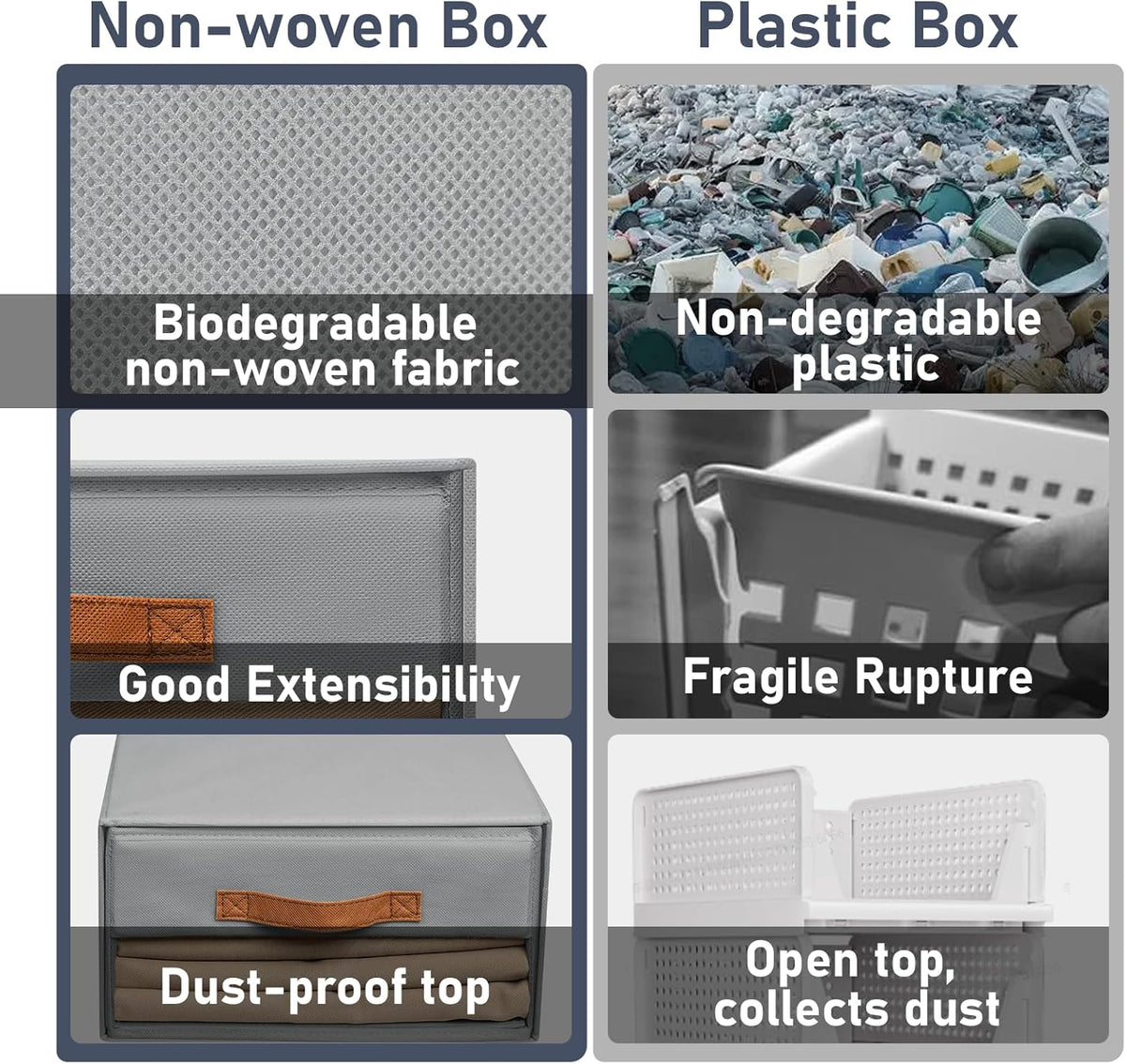 DIMJ Closet Organizers and Storage - Fabric Bins with Drawers for Closet Fold...
