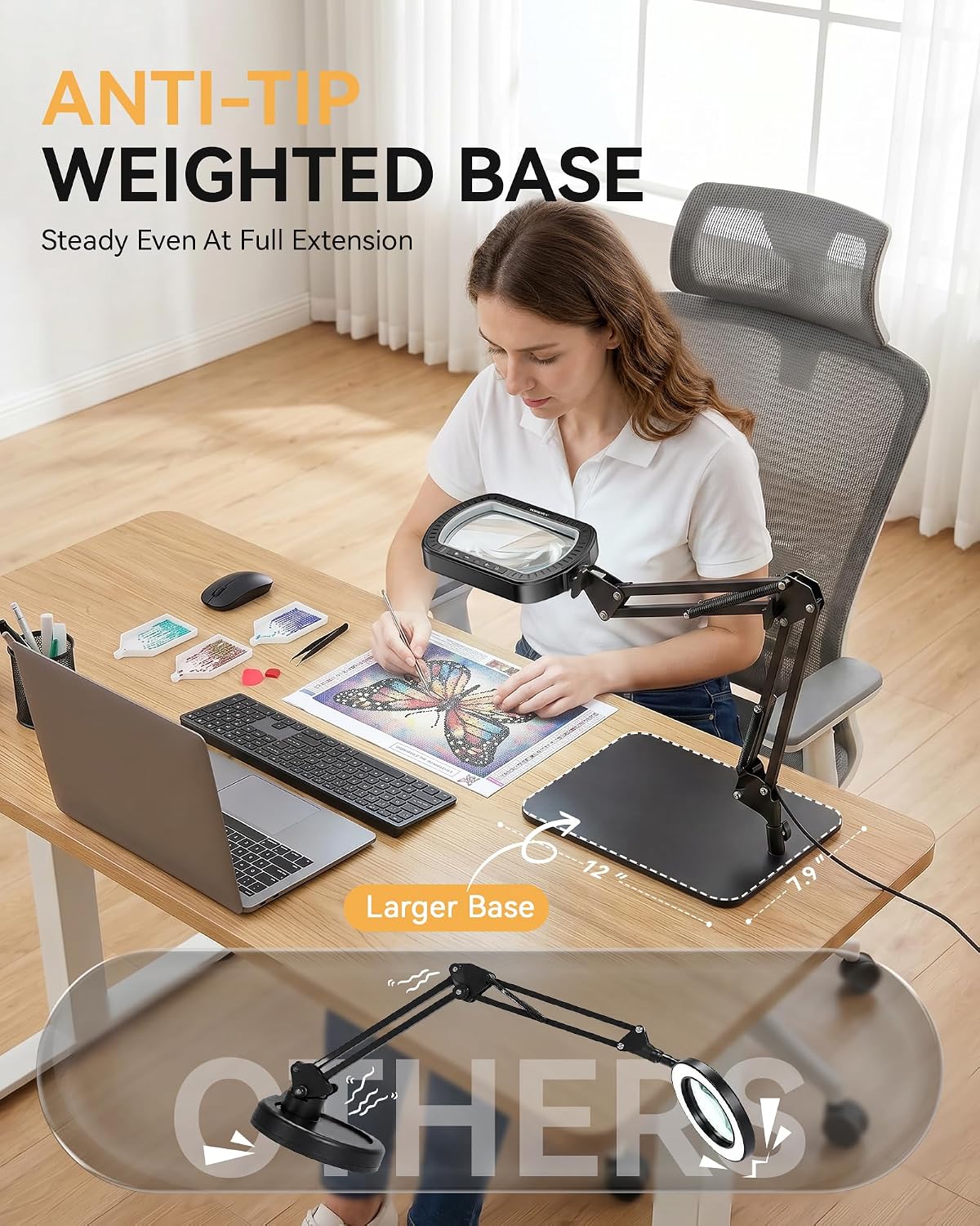 Yofidra 10X Magnifying Lamp with Stand and Clamp, 2-in-1 Design (1 Pack)