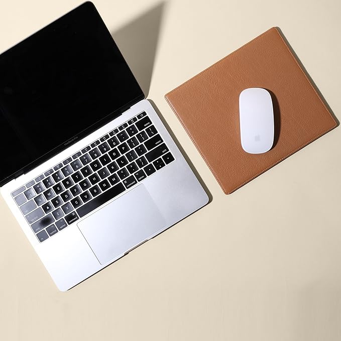 Leatherology Cognac Classic Leather Mouse Pad – Full-Grain Leather Desk Pad - Image 2