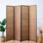 Furnnylane 4 Panel Bamboo Room Divider and Folding Panel Screen, Bamboo Panel - Image 5