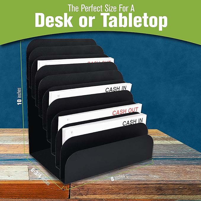 BankSupplies STEELMASTER Steel Cashier Pad Rack, 10-Slot Desktop File & Paper - Image 5